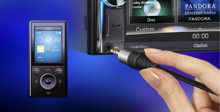 Front auxiliary input lets you easily connect to external sources