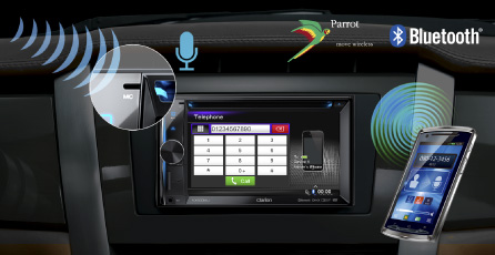 Parrot Bluetooth for hands-free communication, access to phonebook and audio streaming