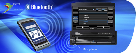 Freisprecheinrichtung, Telefonbuchzugriff und Audio-Streaming dank integriertem Parrot Bluetooth®