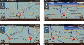 Change of map display and split screens