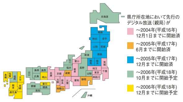 県庁所在地の放送開始予定