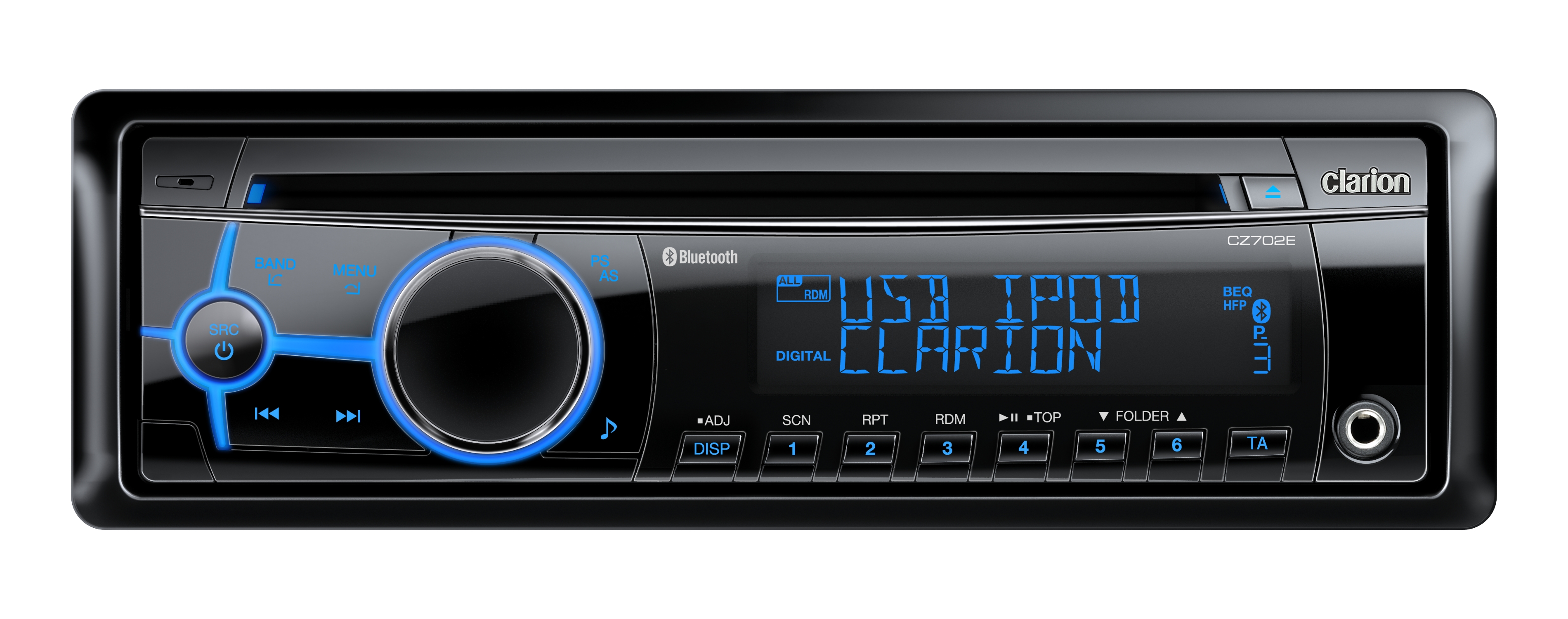 Clarion | The CZ702E is a car radio with a pure design