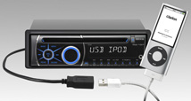 Just connect the USB cable to get direct and complete control of your iPod.
Additionally, the head unit has been designed to connect to iPhone and has been certified as “Works with iPhone” to integrate its communication and entertainment capabilities into your car system.
* To connect iPod, please use the cable included with your iPod.
* Please visit the Clarion website for iPod models that are compatible with the CZ300.